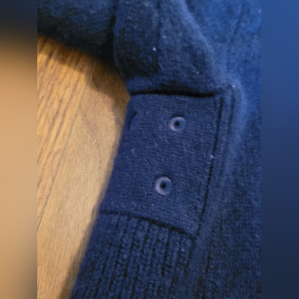 POLO RALPH LAUREN Navy Blue 100% Italian Lambs Wool Quarter Zip Sweater M - Picture 3 of 4
